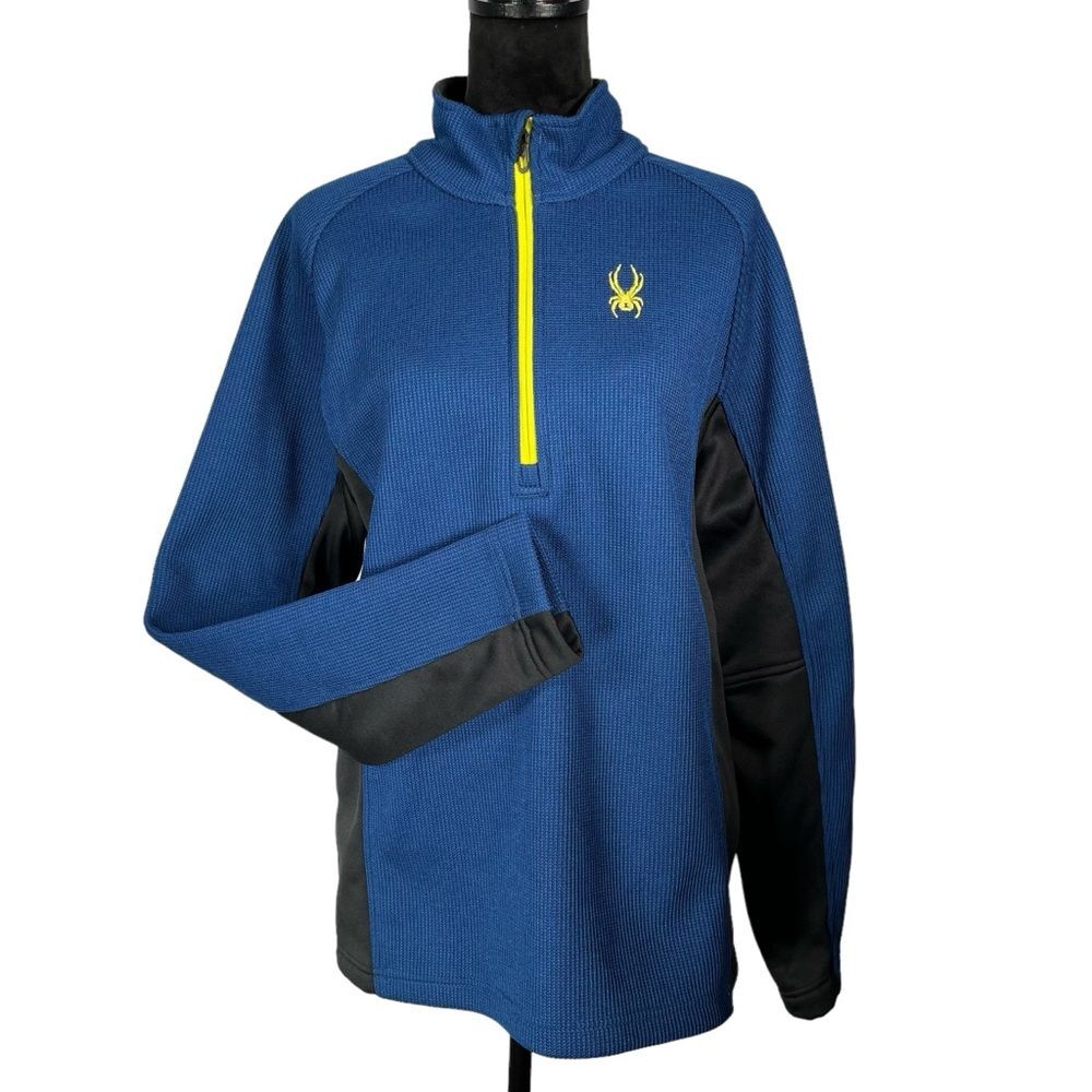 Spyder Blue Sweatshirt Waffle Knit Fleece Endure Half Zip Core Jacket Large